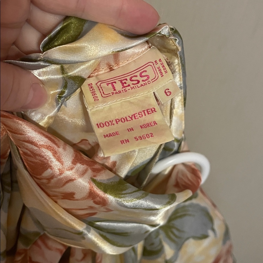 Tess Paris Milano sz 6 vintage floral grandma core high neck button blouse - Picture 6 of 6